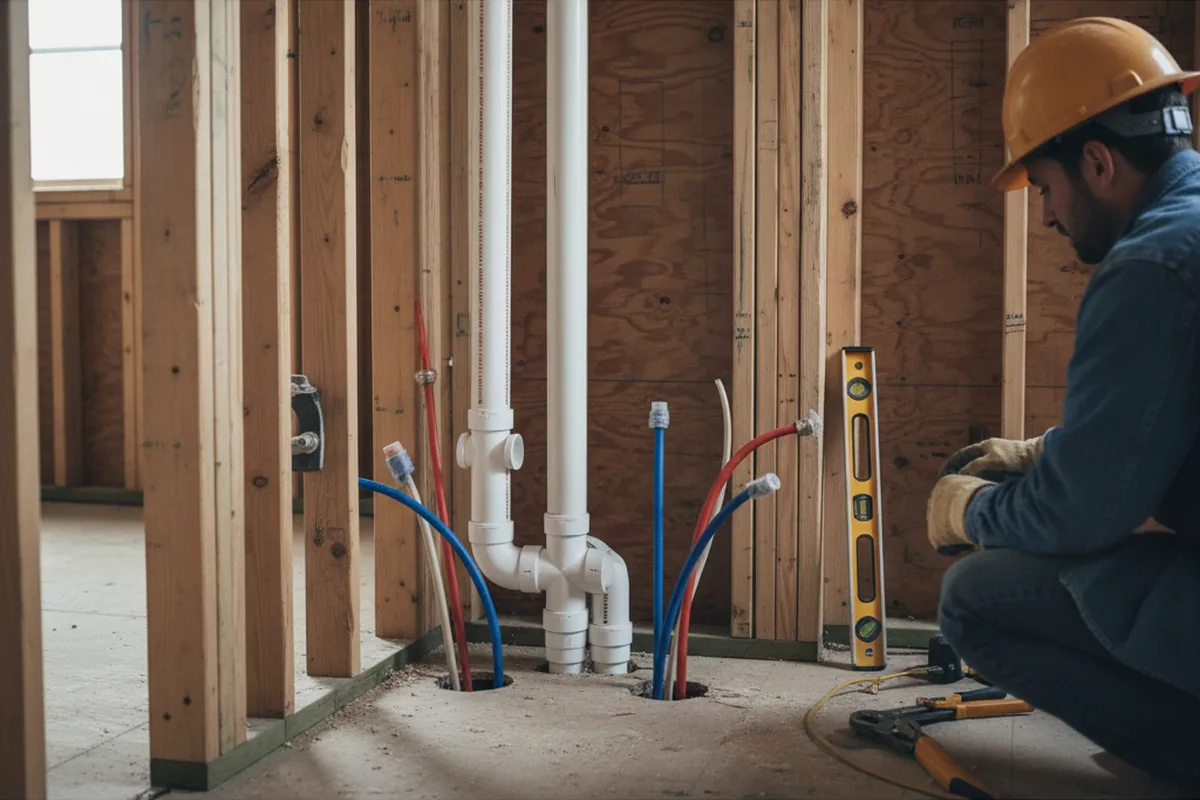 Drain and supply rough-in during Leak Detection in East Elmhurst